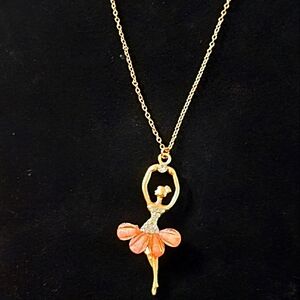 Elegant Gold Ballerina Pendant Necklace